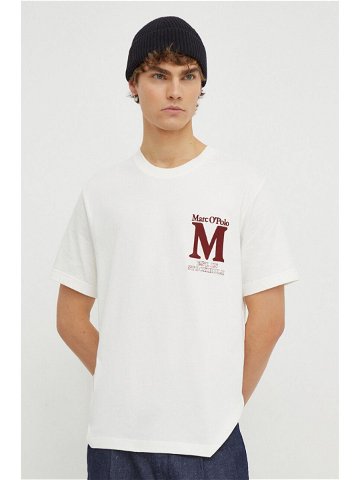 Bavlněné tričko Marc O Polo béžová barva s aplikací