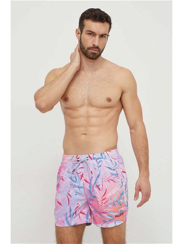 Plavkové šortky HUGO růžová barva 50510061