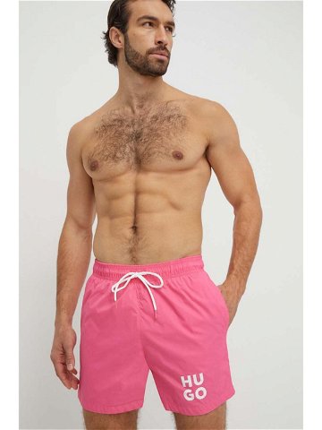Plavkové šortky HUGO růžová barva 50510190