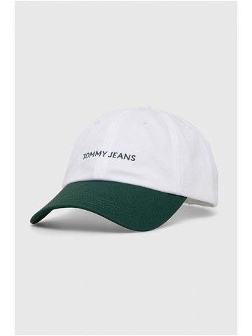Bavlněná baseballová čepice Tommy Jeans bílá barva