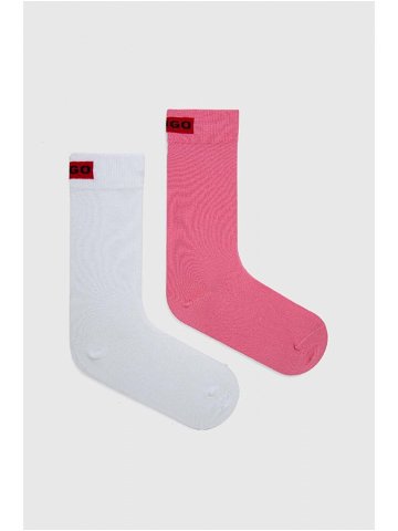 Ponožky HUGO 2-pack dámské růžová barva 50502046