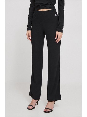 Kalhoty Calvin Klein Jeans dámské černá barva široké high waist J20J222685