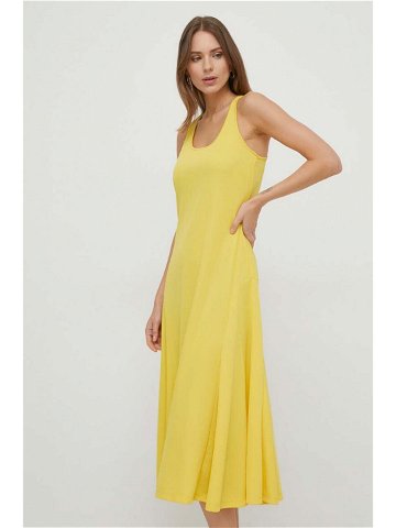 Šaty Lauren Ralph Lauren žlutá barva midi 200937446