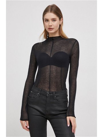 Tričko s dlouhým rukávem Calvin Klein Jeans černá barva J20J222925
