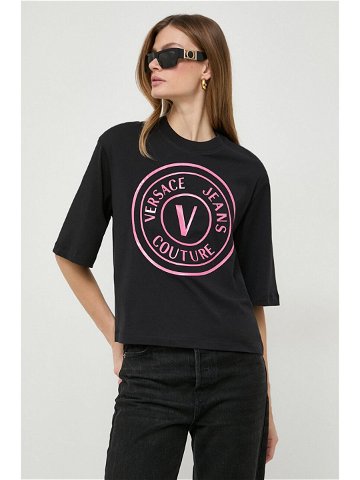 Bavlněné tričko Versace Jeans Couture černá barva 76HAHG05 CJ00G
