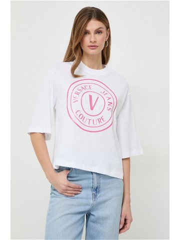 Bavlněné tričko Versace Jeans Couture bílá barva 76HAHG05 CJ00G