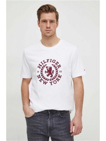 Bavlněné tričko Tommy Hilfiger bílá barva s aplikací