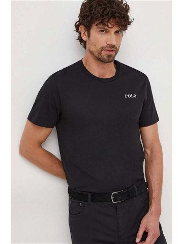 Bavlněné tričko Polo Ralph Lauren černá barva s potiskem 714931650