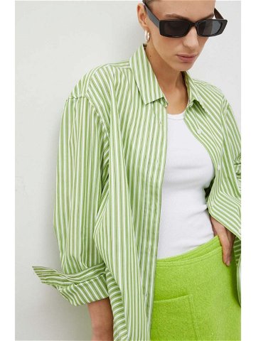 Košile Samsoe Samsoe LOVA zelená barva relaxed s klasickým límcem F23400066