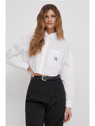 Košile Calvin Klein Jeans bílá barva relaxed s klasickým límcem J20J222614