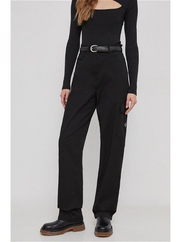 Kalhoty Calvin Klein Jeans dámské černá barva jednoduché high waist J20J221297