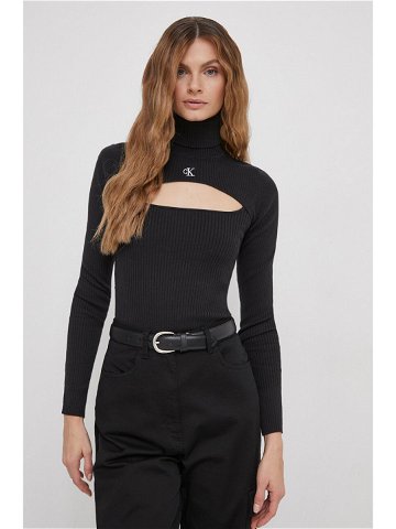 Svetr Calvin Klein Jeans dámský černá barva lehký s golfem J20J222621