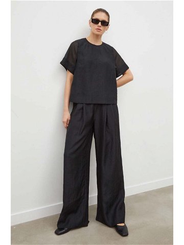 Kalhoty Lovechild Mary-Anne dámské černá barva jednoduché high waist
