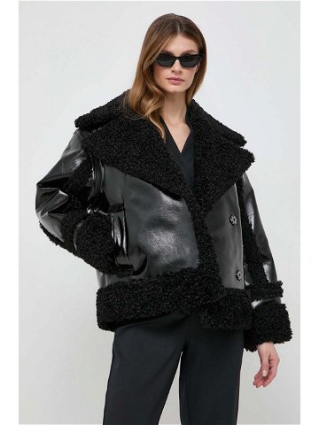 Bunda Karl Lagerfeld dámská černá barva přechodná oversize