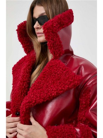 Bunda Karl Lagerfeld dámská červená barva přechodná oversize