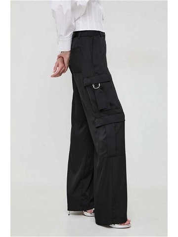 Kalhoty Karl Lagerfeld dámské černá barva jednoduché high waist