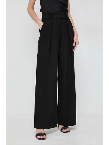 Kalhoty Ivy Oak dámské černá barva široké high waist IO1100X5121