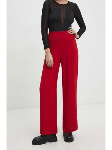 Kalhoty Answear Lab dámské červená barva široké high waist