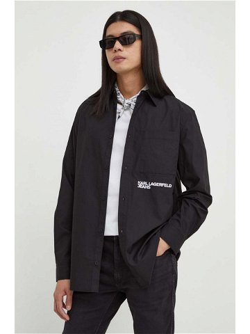 Košile Karl Lagerfeld Jeans černá barva regular s klasickým límcem