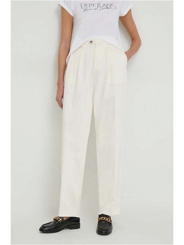 Kalhoty Tommy Hilfiger dámské béžová barva střih chinos high waist WW0WW40509