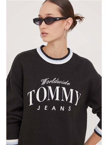 Bavlněný svetr Tommy Jeans černá barva lehký DW0DW17499