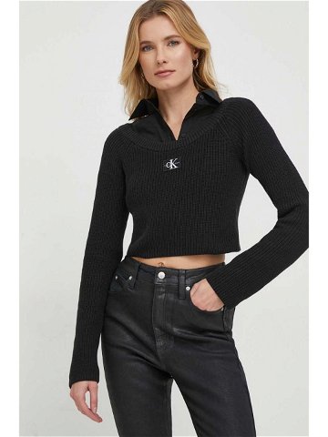 Bavlněný svetr Calvin Klein Jeans černá barva J20J222628