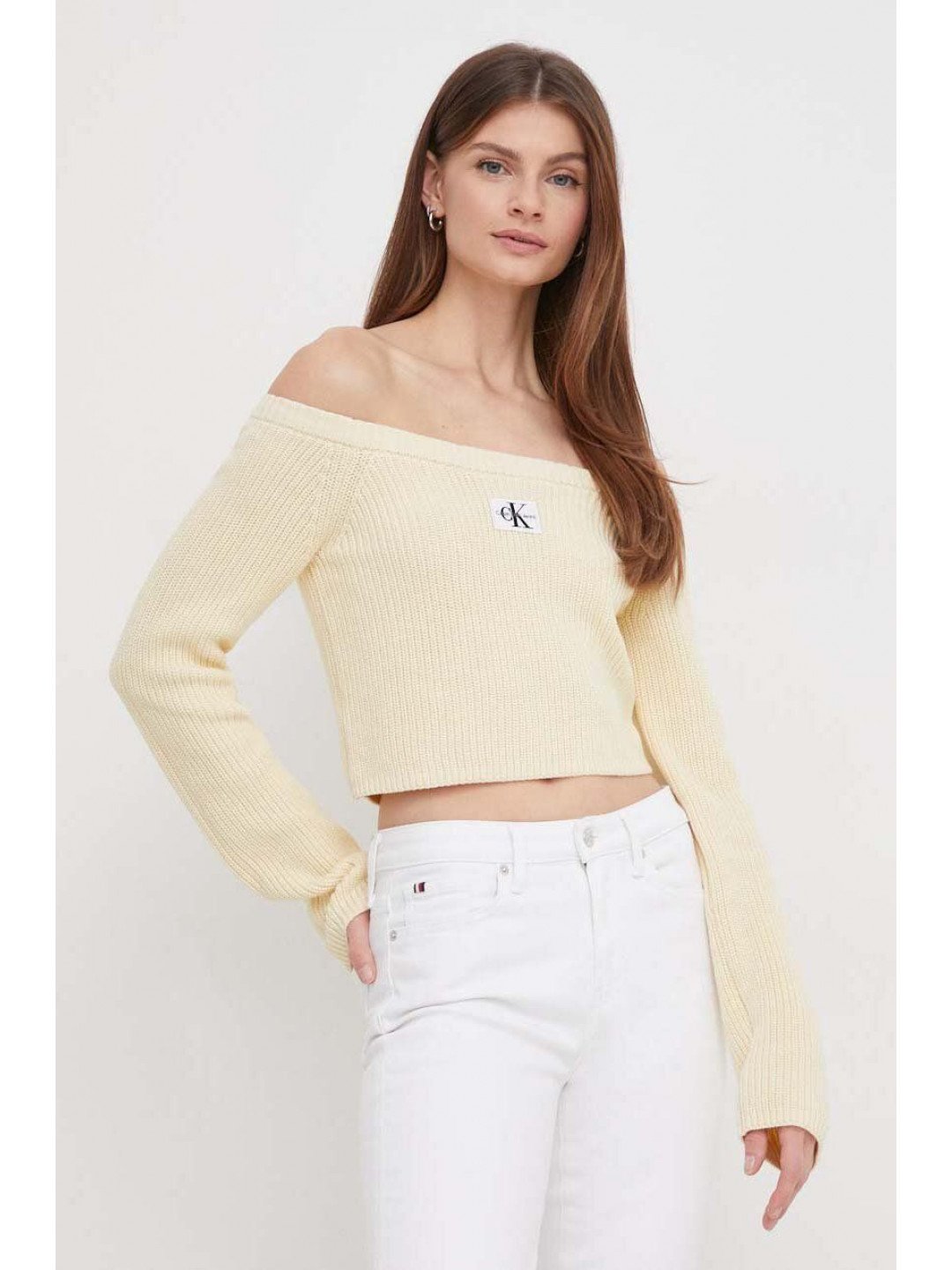 Bavlněný svetr Calvin Klein Jeans žlutá barva J20J222628
