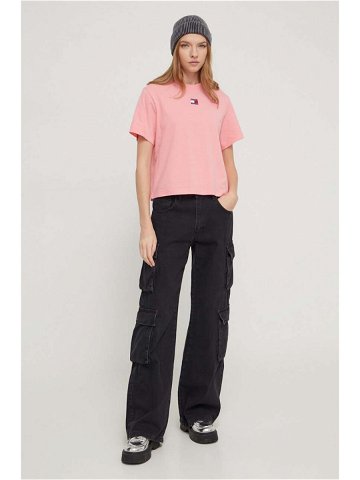 Tričko Tommy Jeans růžová barva DW0DW17391