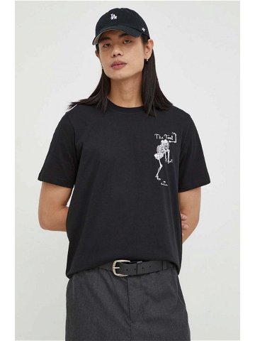 Bavlněné tričko PS Paul Smith černá barva s potiskem
