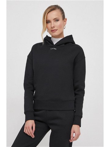 Mikina Calvin Klein dámská černá barva s kapucí hladká