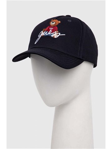 Bavlněná baseballová čepice Guess BEAR tmavomodrá barva s aplikací M4RZ20 WF8V0