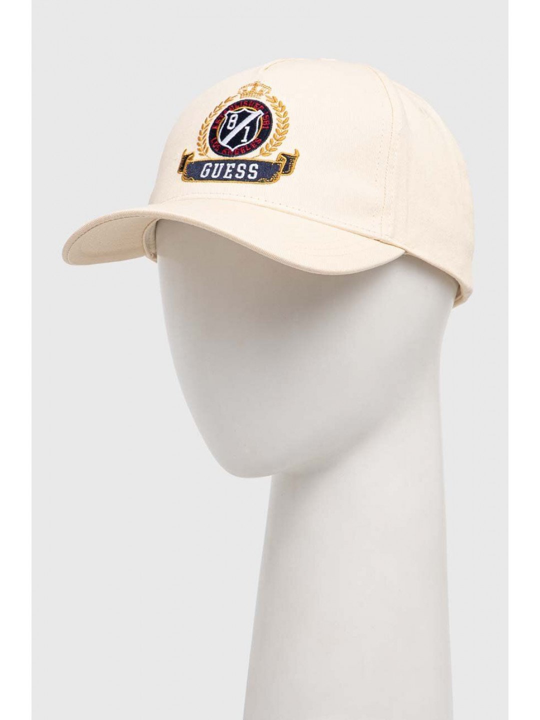 Bavlněná baseballová čepice Guess béžová barva s aplikací M4RZ09 WF8V0