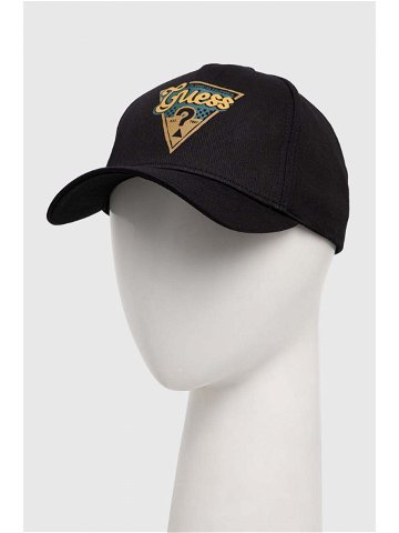 Bavlněná baseballová čepice Guess černá barva s potiskem M4RZ22 WF8V0