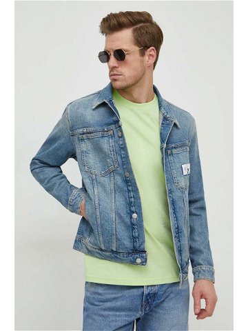 Džínová bunda Calvin Klein Jeans pánská tmavomodrá barva přechodná J30J324569