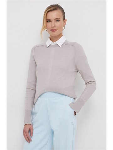 Vlněný svetr Calvin Klein dámský fialová barva lehký