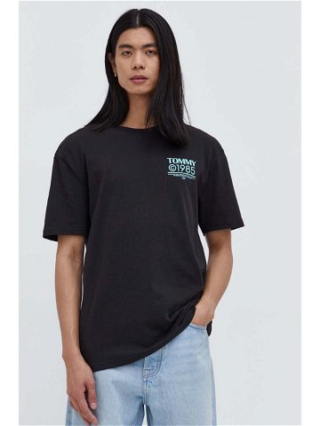 Bavlněné tričko Tommy Jeans černá barva s potiskem DM0DM18284