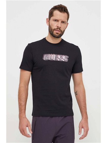 Bavlněné tričko Guess NIKOLAS černá barva s potiskem Z4RI10 I3Z14