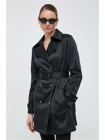 Kabát Guess LUANA dámský černá barva přechodný dvouřadový W4RL08 WFJ02