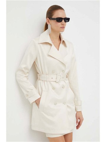 Kabát Guess LUANA dámský béžová barva přechodný dvouřadový W4RL08 WFJ02
