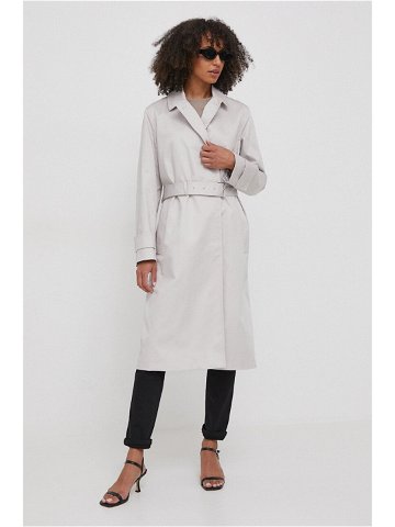 Trench kabát Calvin Klein dámský šedá barva přechodný dvouřadový K20K206320