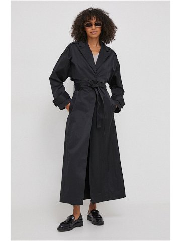 Trench kabát Calvin Klein dámský černá barva přechodný dvouřadový