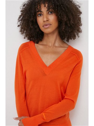 Vlněný svetr Calvin Klein dámský oranžová barva lehký