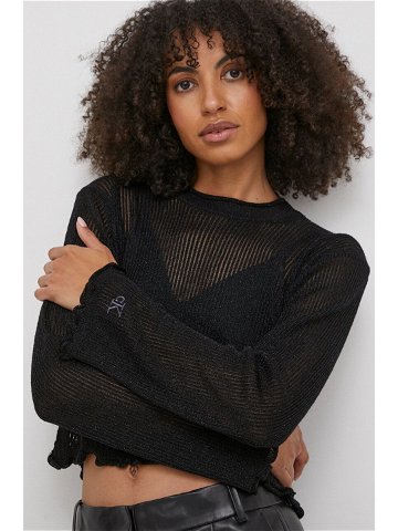 Svetr Calvin Klein Jeans dámský černá barva lehký s pologolfem