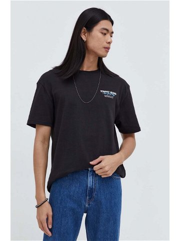 Bavlněné tričko Tommy Jeans černá barva s potiskem