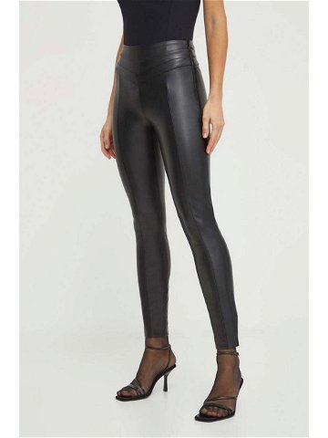 Kalhoty Guess DEVI dámské černá barva přiléhavé high waist W4RB01 K8S30