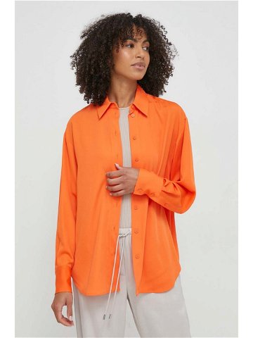 Košile Calvin Klein dámská oranžová barva relaxed s klasickým límcem K20K206777