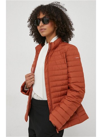 Péřová bunda Calvin Klein dámská hnědá barva přechodná K20K206326