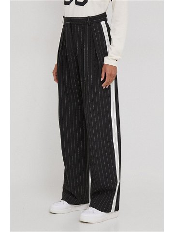 Kalhoty Tommy Hilfiger dámské černá barva široké high waist WW0WW40513