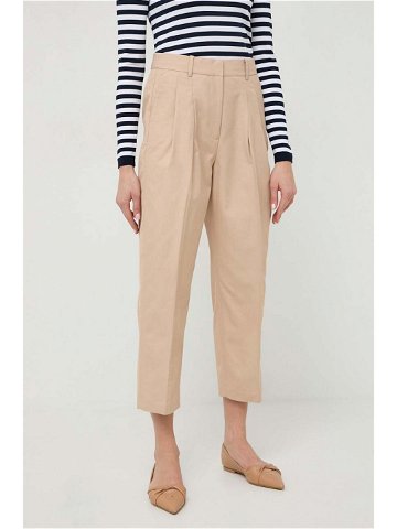 Kalhoty MICHAEL Michael Kors dámské béžová barva fason cargo high waist