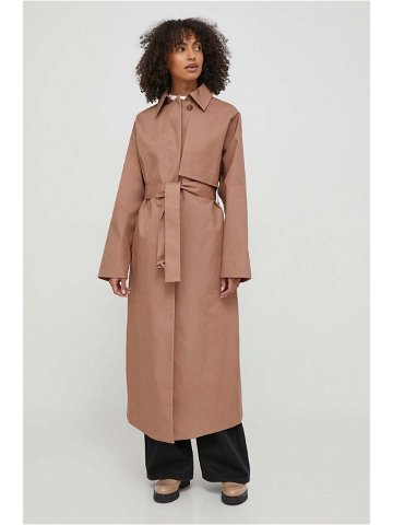 Kabát Calvin Klein dámský hnědá barva přechodný